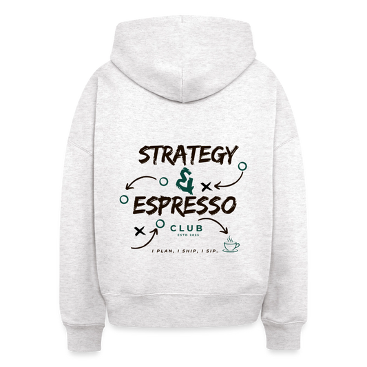 Strategy Espresso Club Boxy Hoodie - cool heather grey