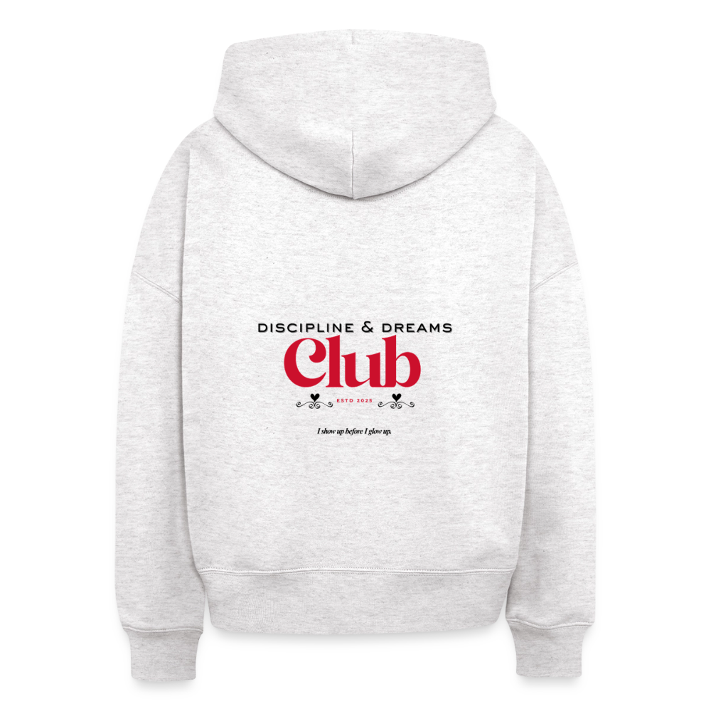 Discipline & Dreams Club Boxy Hoodie - cool heather grey