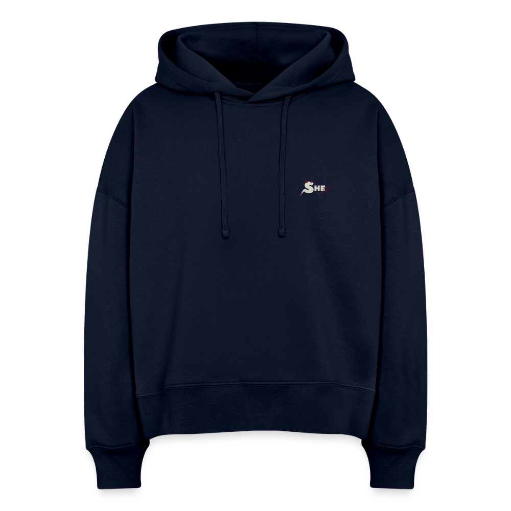 She leads quietly Boxy Hoodie - french navy