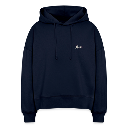 She leads quietly Boxy Hoodie - french navy
