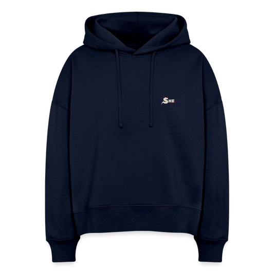 She leads quietly Boxy Hoodie - french navy