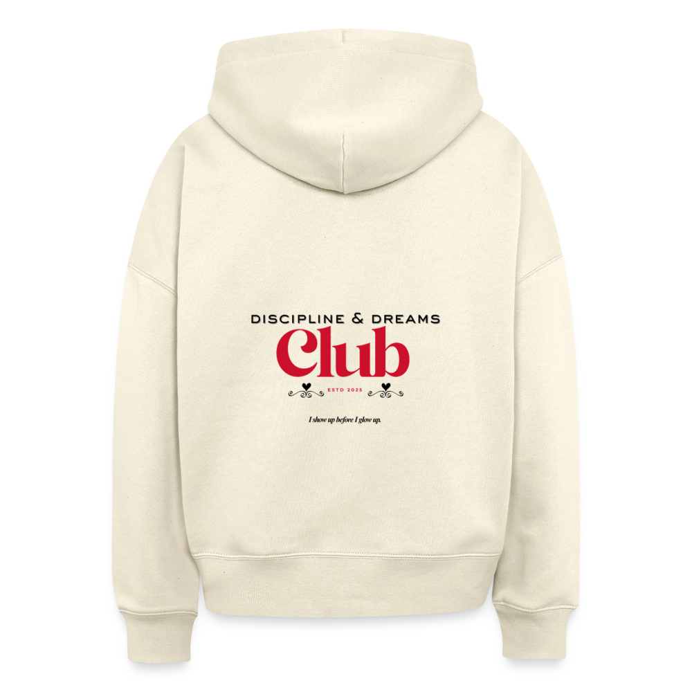Discipline & Dreams Club Boxy Hoodie - natural raw