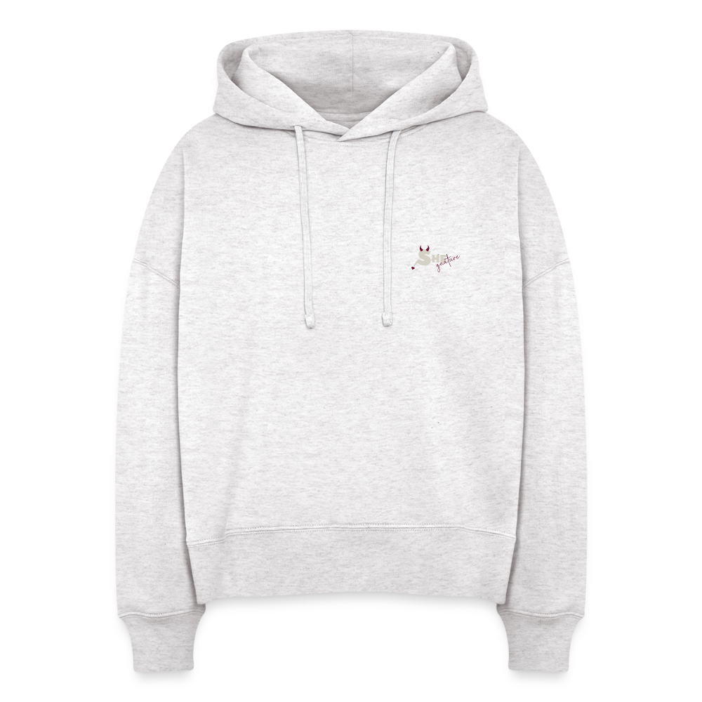 She leads quietly Boxy Hoodie - cool heather grey