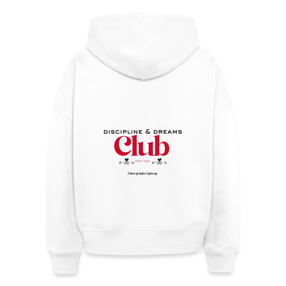 Discipline & Dreams Club Boxy Hoodie - white