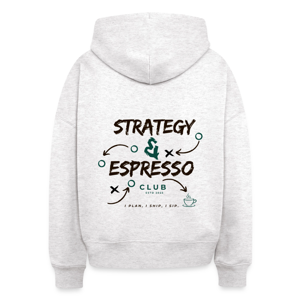 Strategy Espresso Club Boxy Hoodie - cool heather grey
