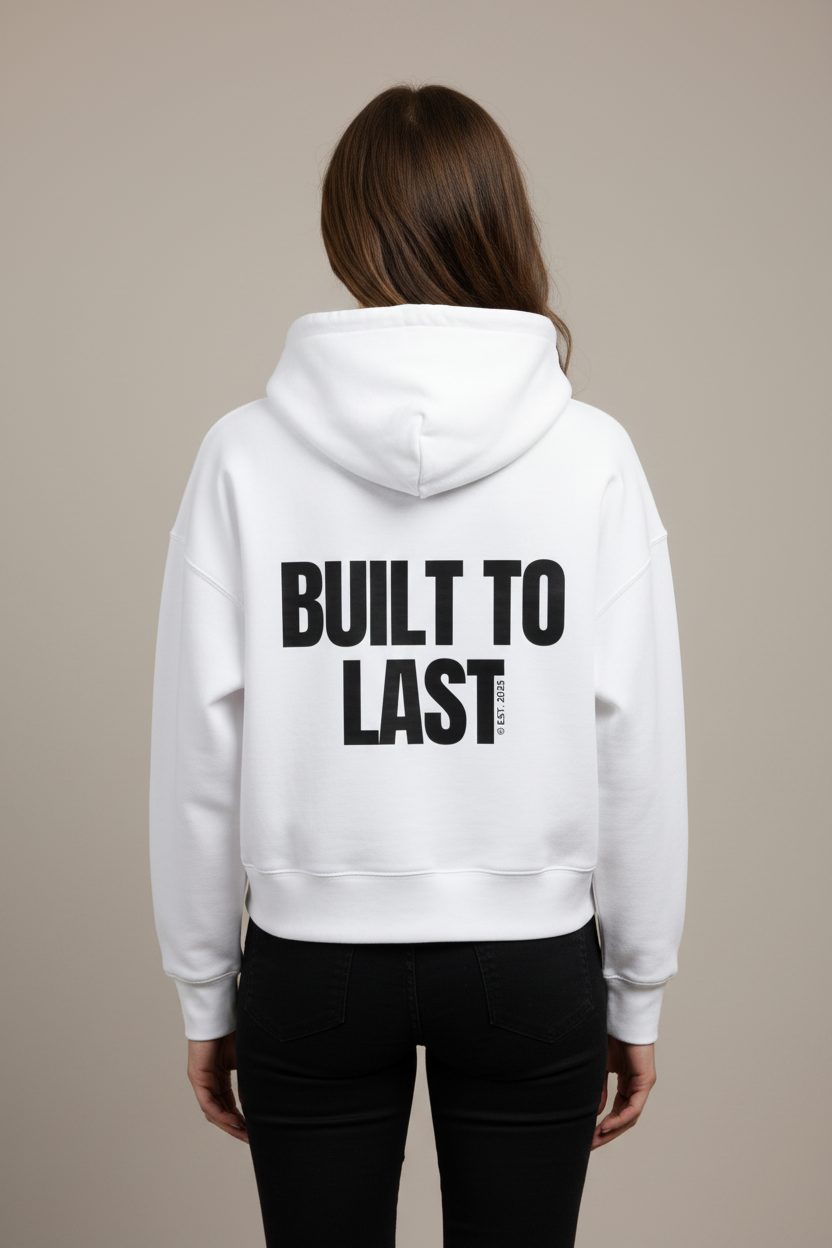 Built too last Boxy Hoodie - white