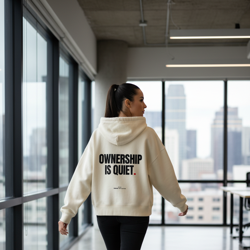 Ownership is quiet Boxy Hoodie - natural raw