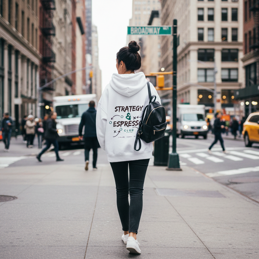 Strategy Espresso Club Boxy Hoodie - white