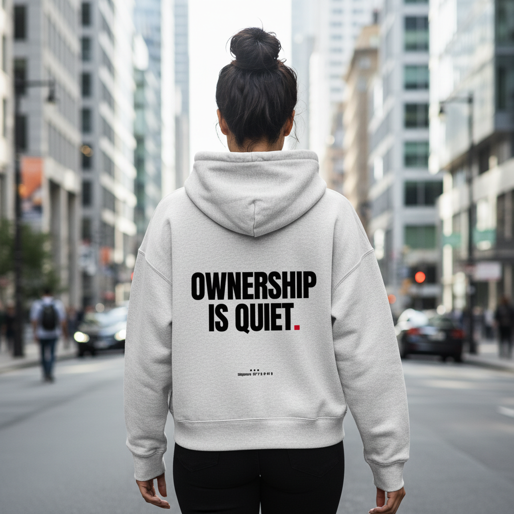 Ownership is quiet Boxy Hoodie - cool heather grey