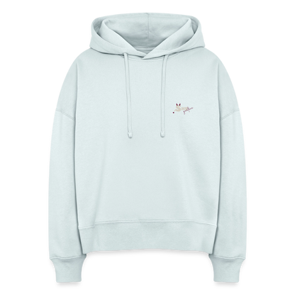 She leads quietly Boxy Hoodie - blue ice