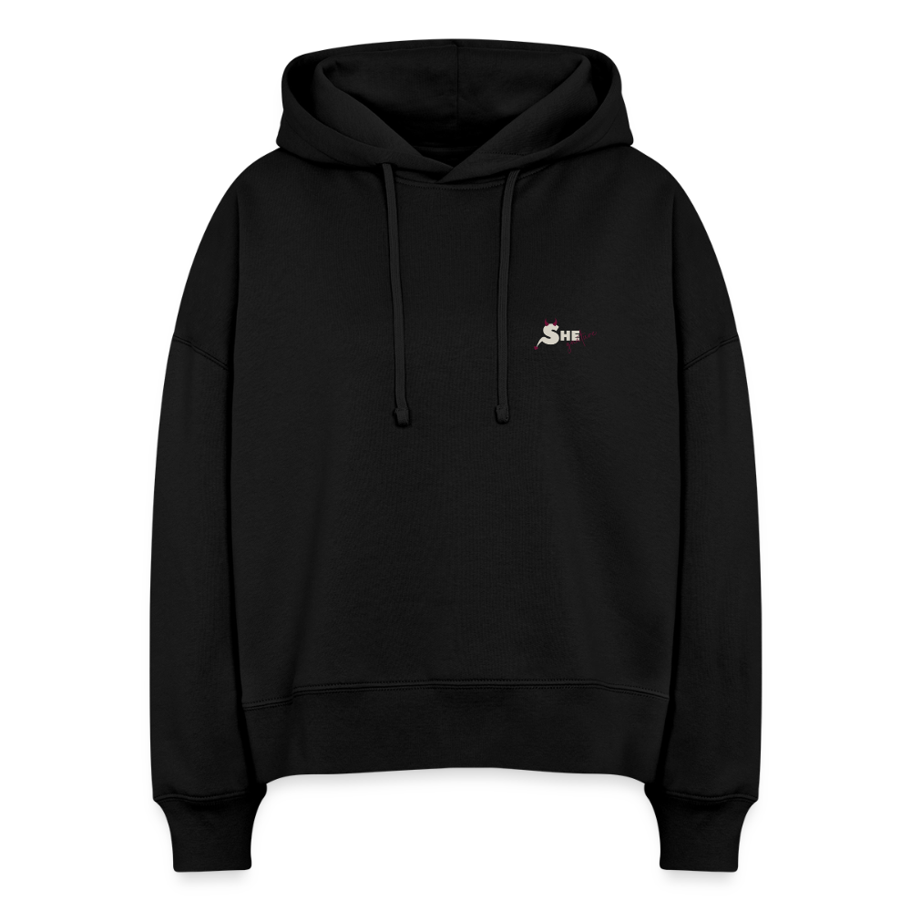 She leads quietly Boxy Hoodie - black