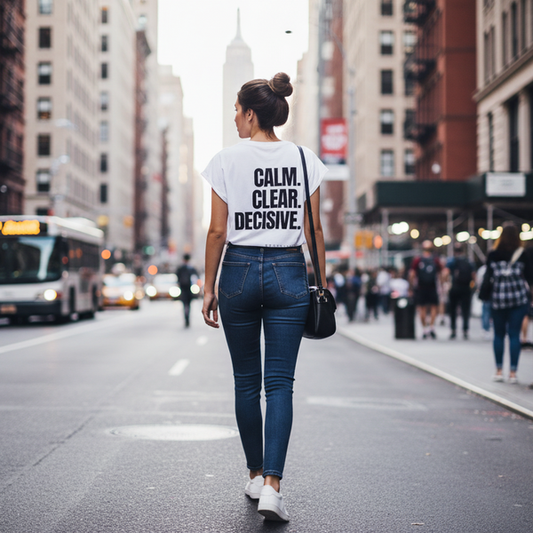 Calm Clear Decisive minimalist T-shirt for women