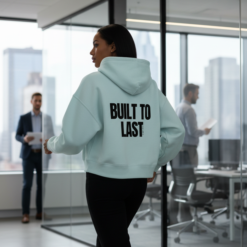 Built too last Boxy Hoodie - blue ice